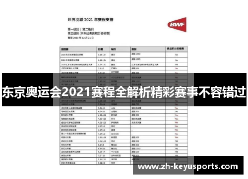 东京奥运会2021赛程全解析精彩赛事不容错过